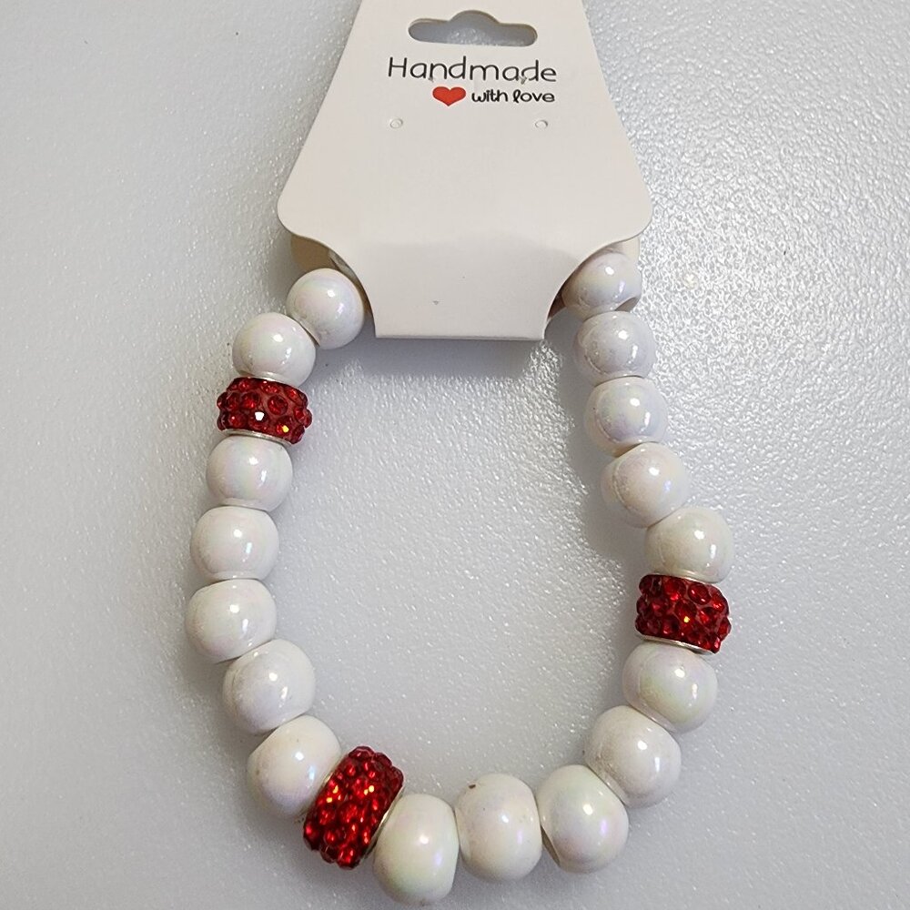 Red/White Beaded Bracelet
